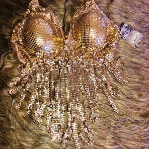 Women Diamond Bra Top 💜Color: Gold